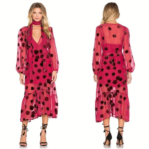 For Love And Lemons Dresses & Skirts - For Love & Lemons Heather Scarf Sheer Midi Dress $237